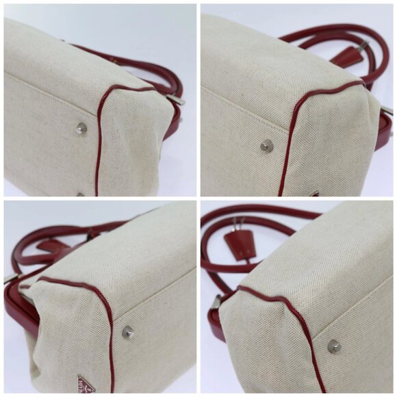 PRADA Hand Bag Canvas Beige Auth 71304 - Picture 15 of 16
